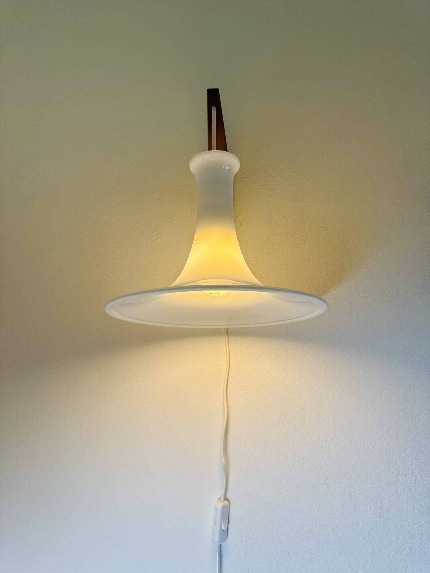 Model 491 Mandarin Wall Light In Milk Glass By Michael Bang For Holmegaard, Denmark 1980S
