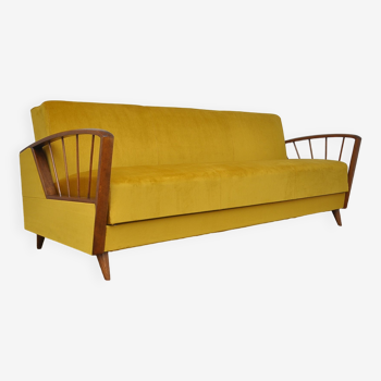 Canapé-lit jaune années 1960