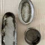 Oval bowl in glazed ceramic stoneware with sanded loir, C&T Robert 1970