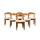 Henning Kjærnulf brutalist dining chairs set in Oak and Sheepskin, Denmark