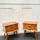 Pair of bedside tables with compass legs