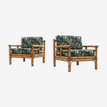 Vintage rattan armchairs Vivai del Sud 1970s , set of 2