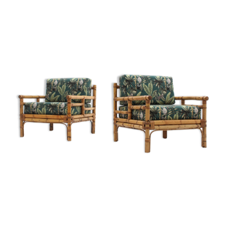 Vintage rattan armchairs Vivai del Sud 1970s , set of 2