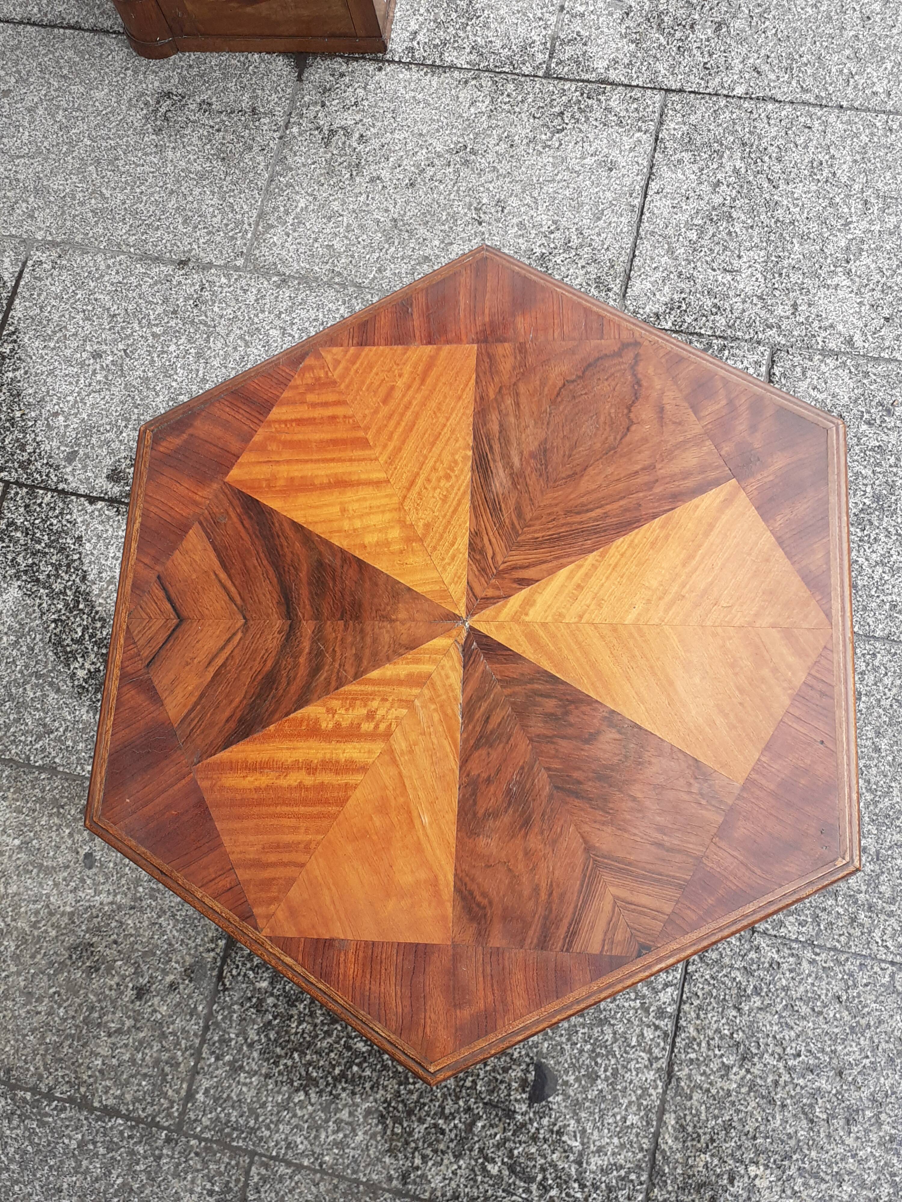 Gueridon old marquetry table old art deco vintage