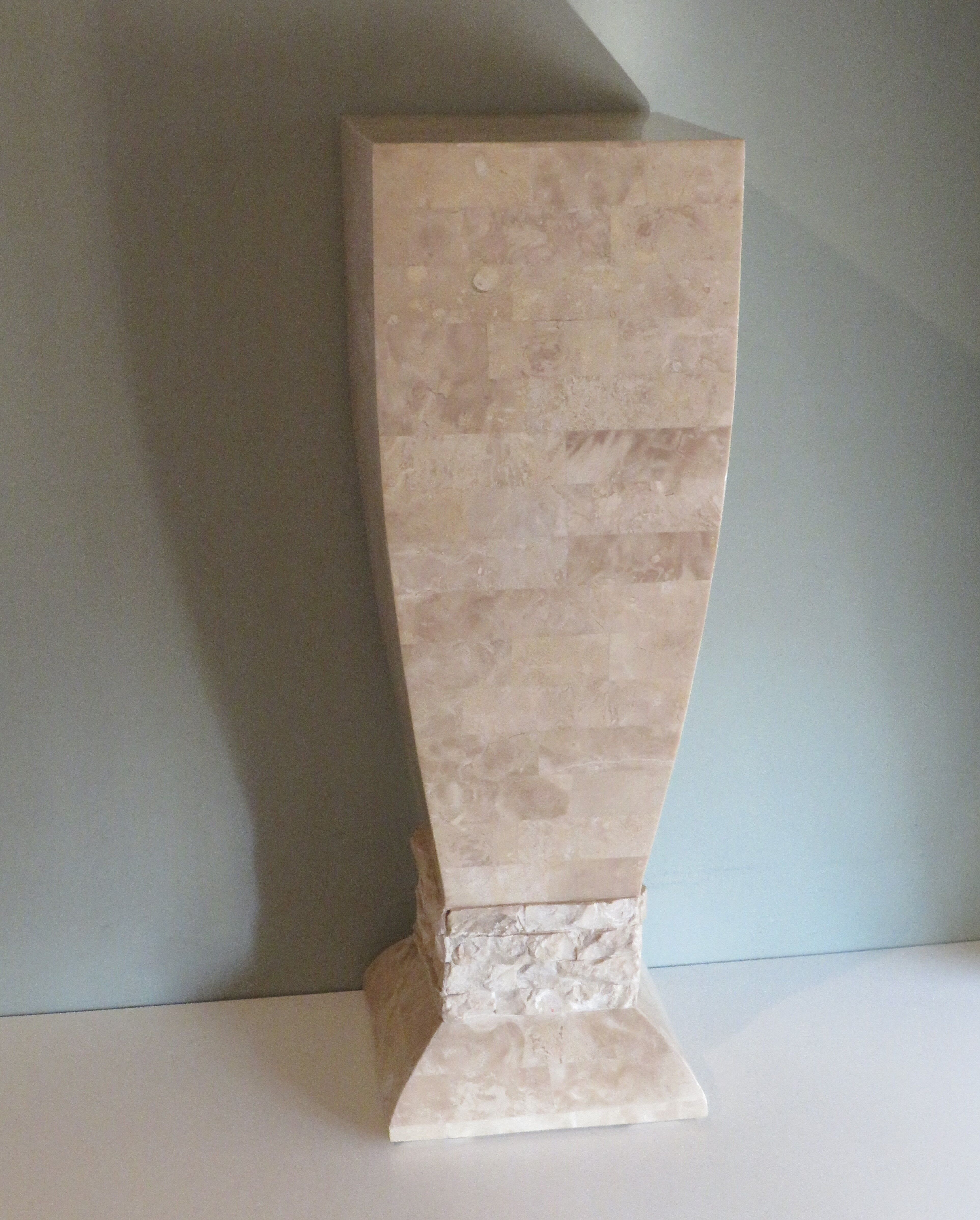 Column, Hollywood Regency style travertine pedestal, 1970s