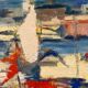 Original Swedish Oil on Canvas - "Abstract Harbour Motif" vintage
