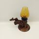 Candlestick vine branch and tinted glass 25 cm
