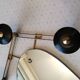 Matégot design mirror coat rack in brass and black perforated metal