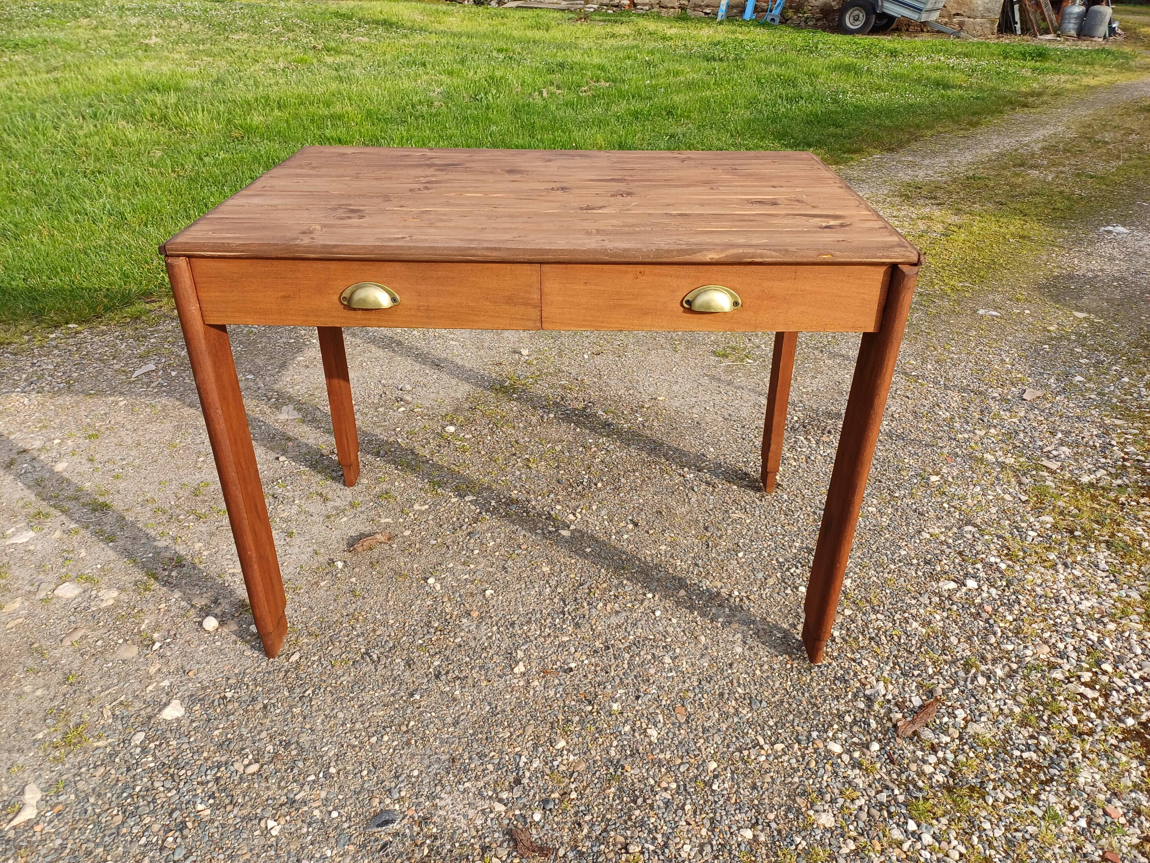 Art deco mahogany and pine table
