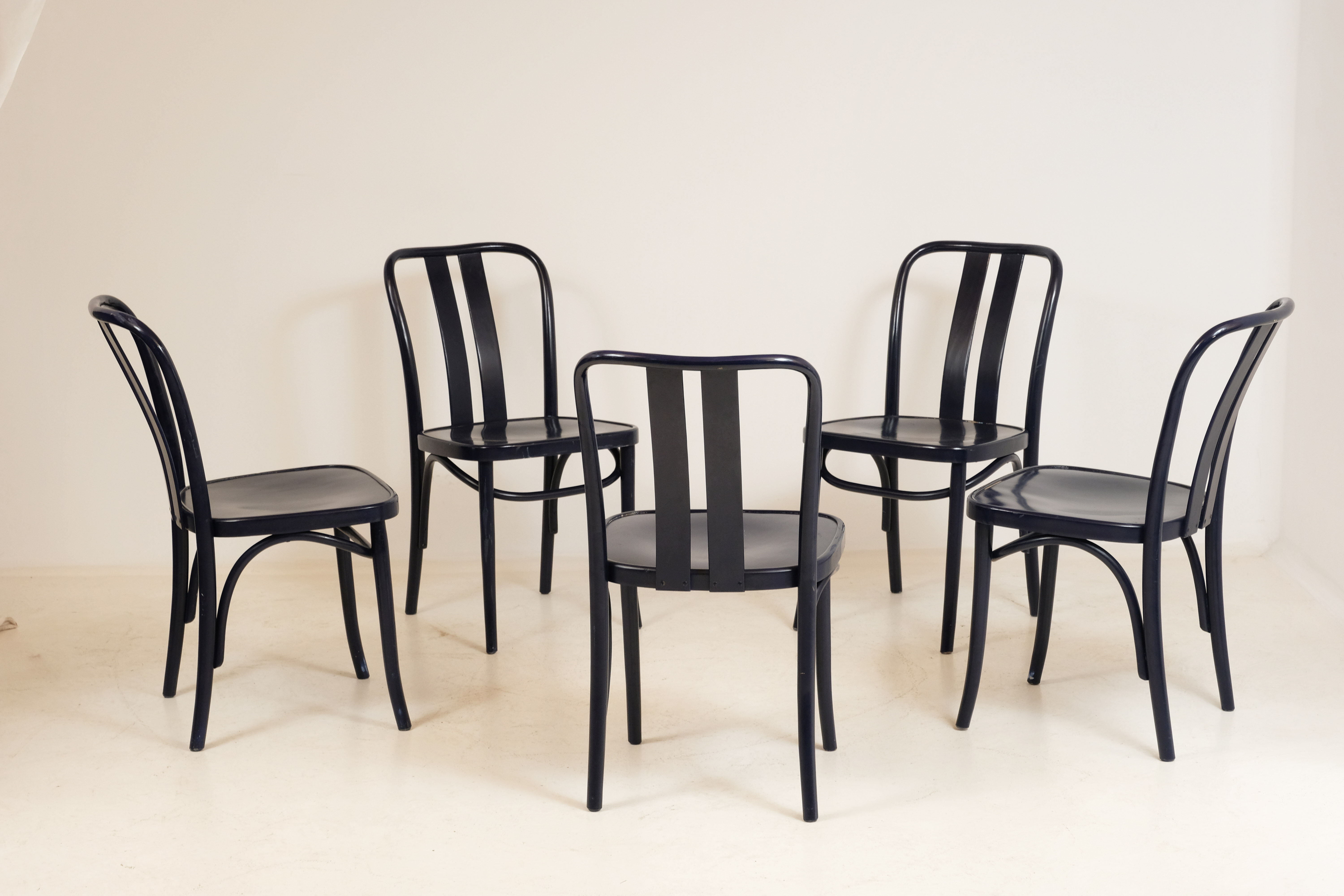 5 blue ZPM Radomsko chairs, 1960