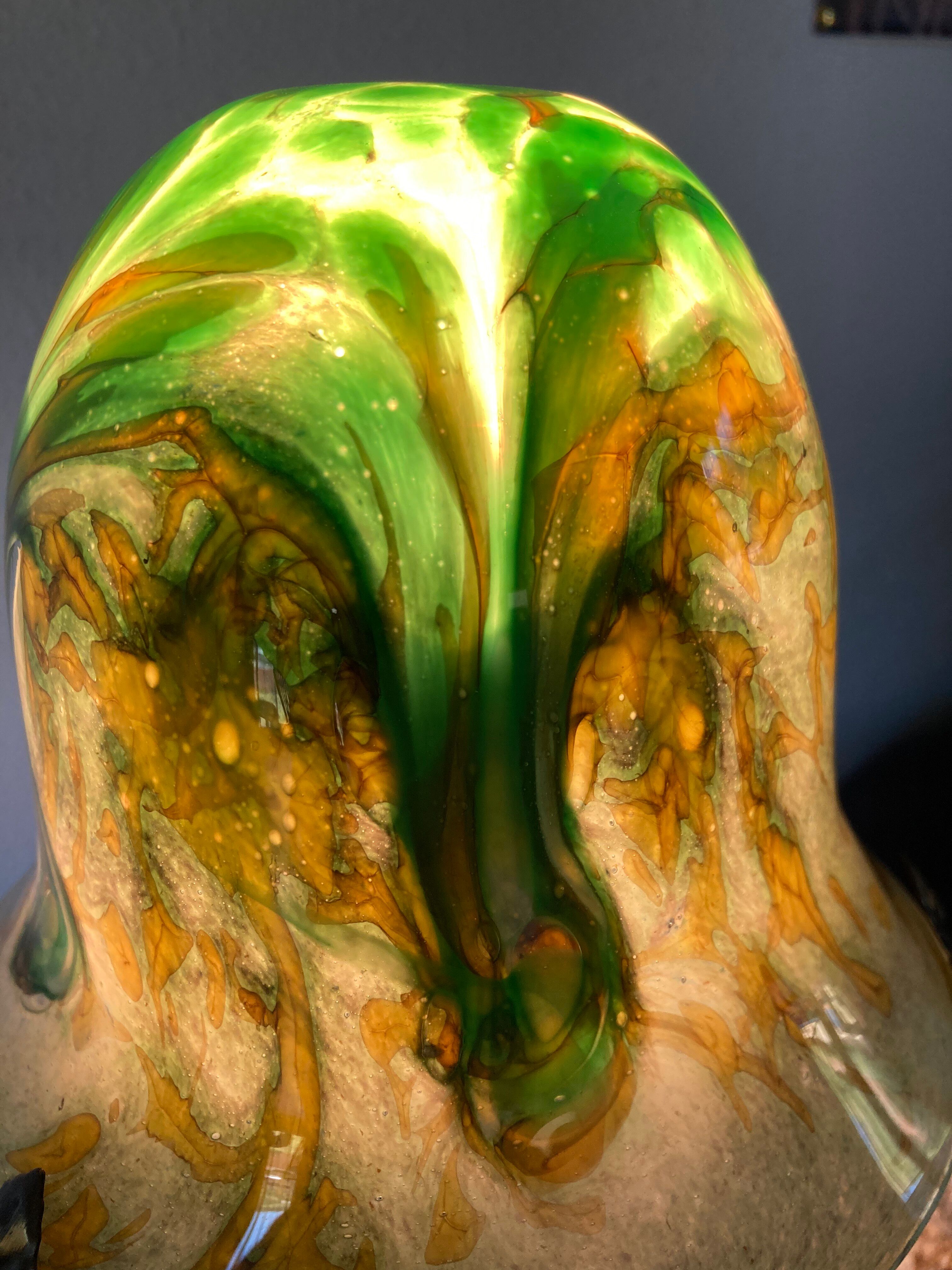 Lampe art nouveau en verre soufflé