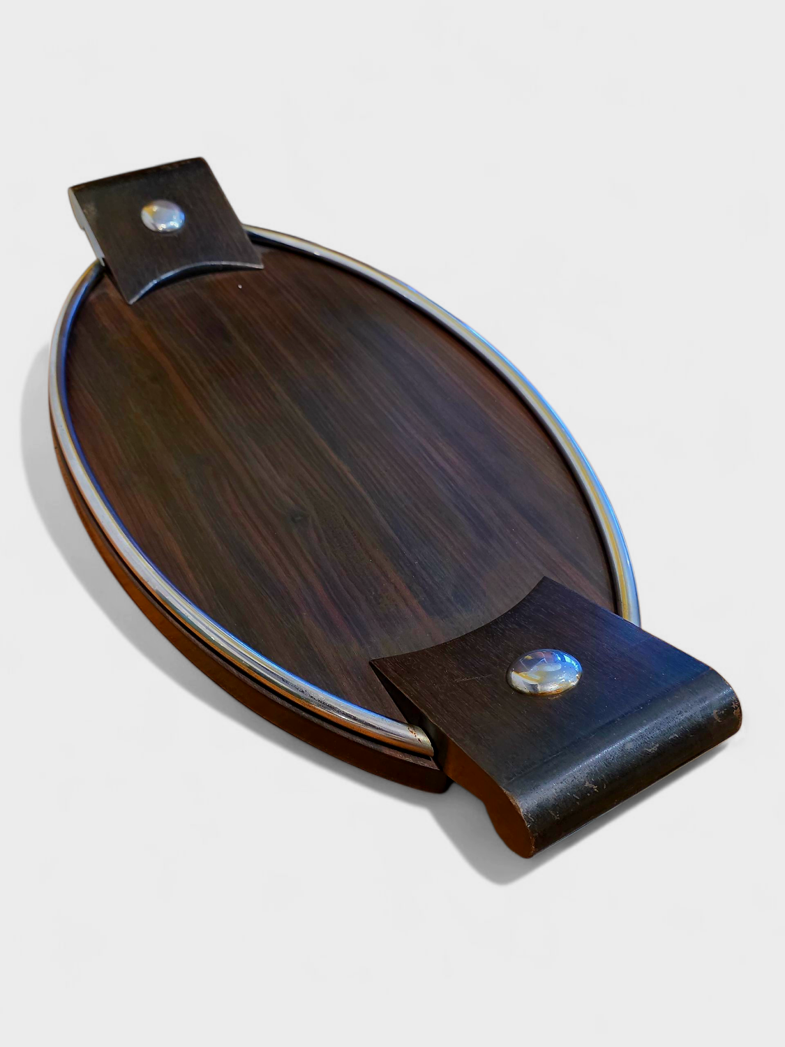 Art Deco Tray – Rosewood & Chrome Steel, circa 1940