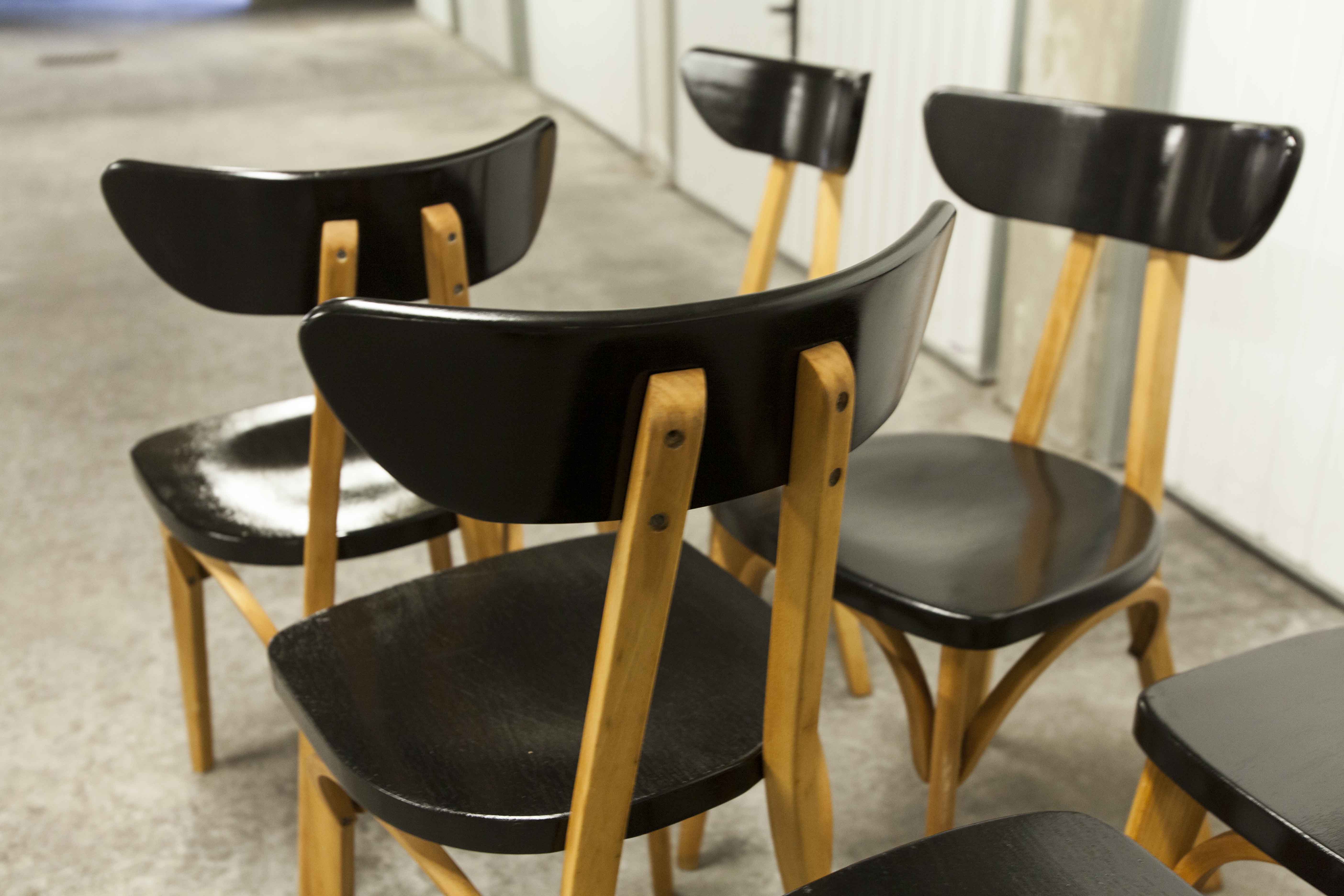 Set of 6 restored Luterma "banana" chairs