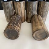 Six terracotta glasses, matt and glazed