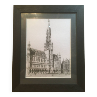 Estampes encadrée  Bruxelles Hôtel de ville