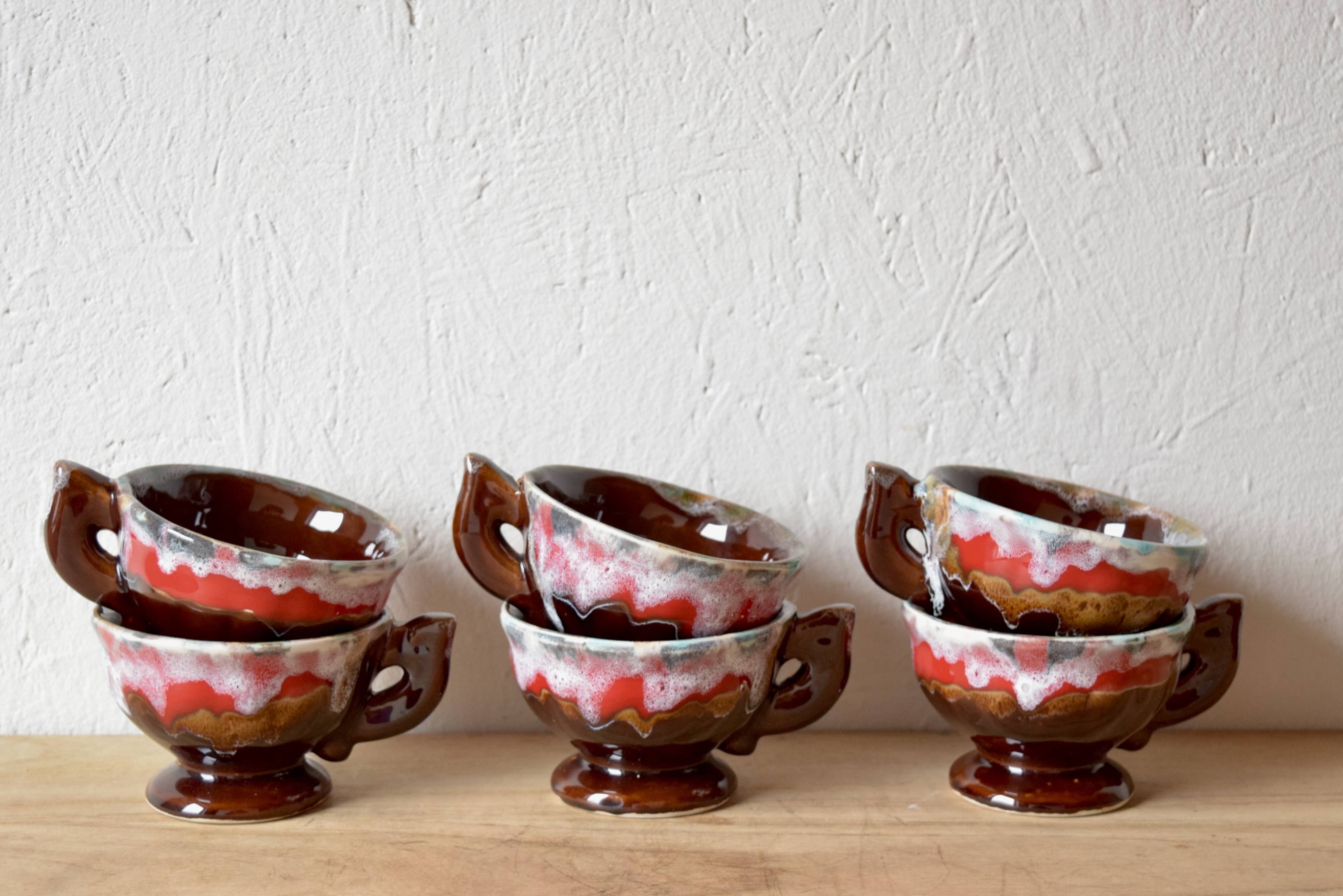 VALLAURIS - vintage coffee or tea service - signed - 15 pieces