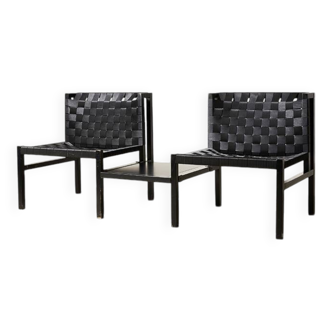 Gijs Bakker Paire de fauteuils lounge avec ceinture de sécurité + table d'appoint pour Castelijn 1978