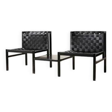 Gijs Bakker Paire de fauteuils lounge avec ceinture de sécurité + table d'appoint pour Castelijn 1978