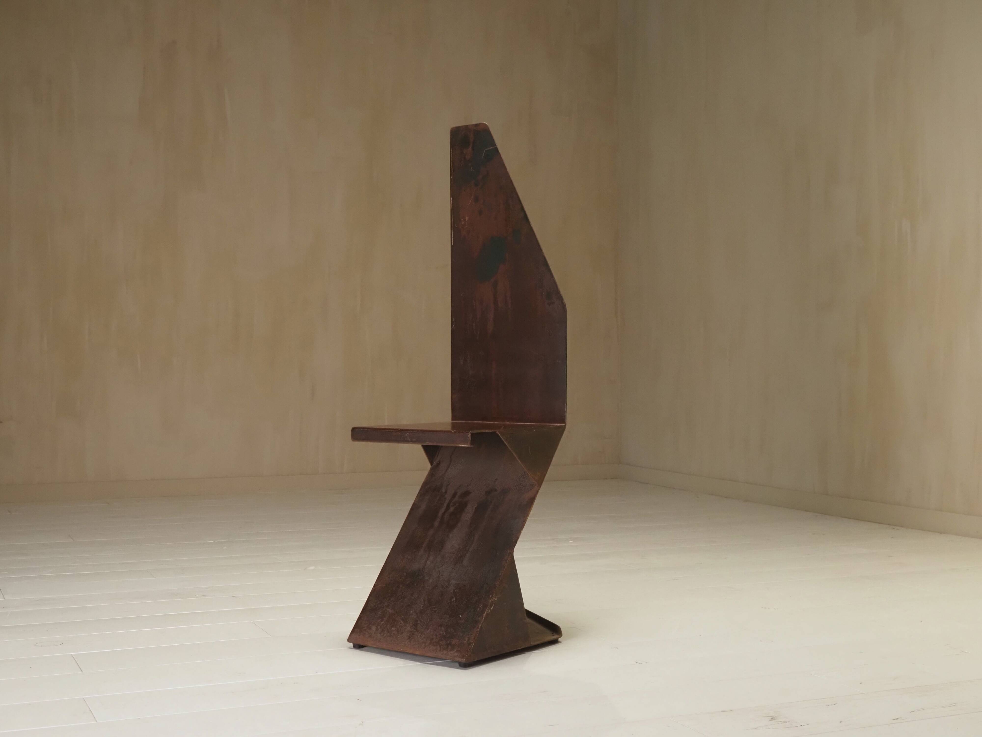 Postmodern sculptural chair in steel, Germany, 1980s