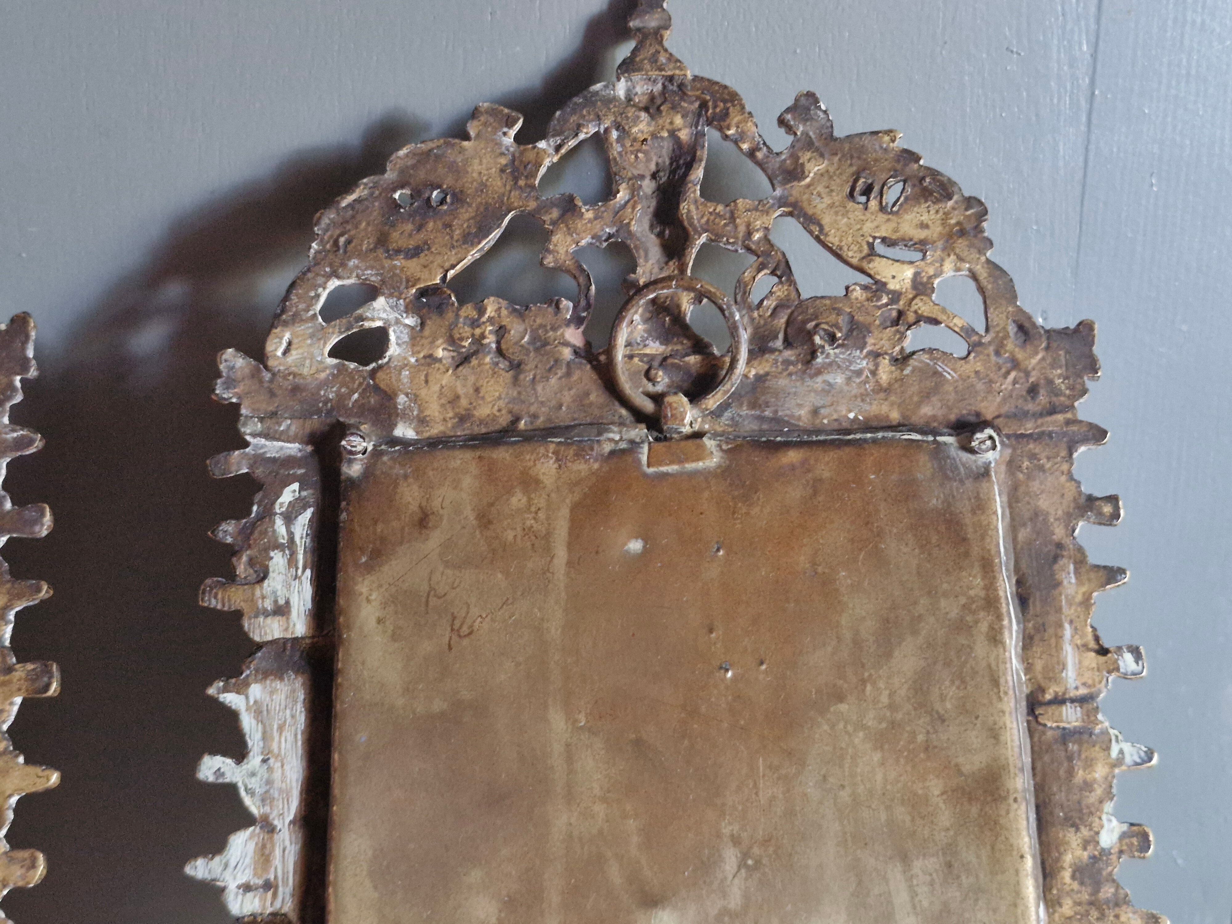 Pair of mirror sconces/candle holders in 19th-century bronze.