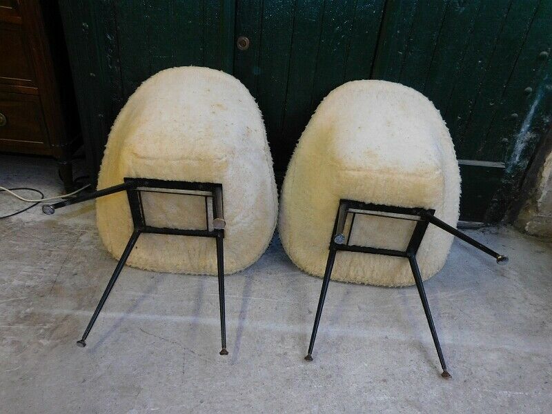 Pair of haired armchairs 1960