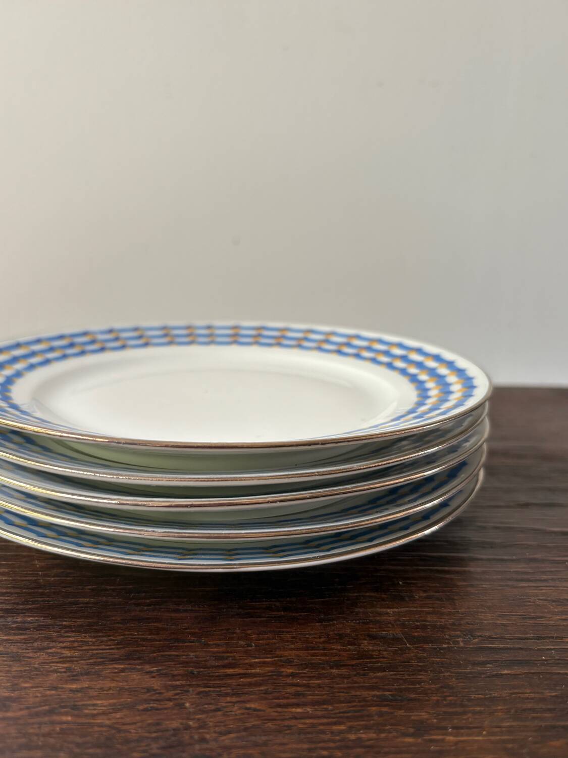 set of 5 geometric Limoges porcelain plates