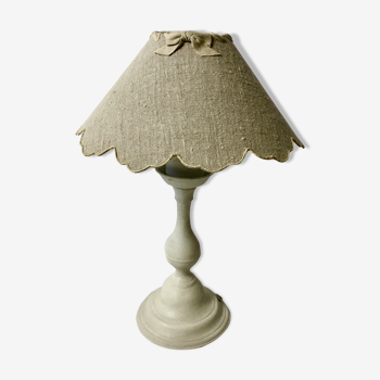 Lampe bougeoir patine gris clair shabby chic