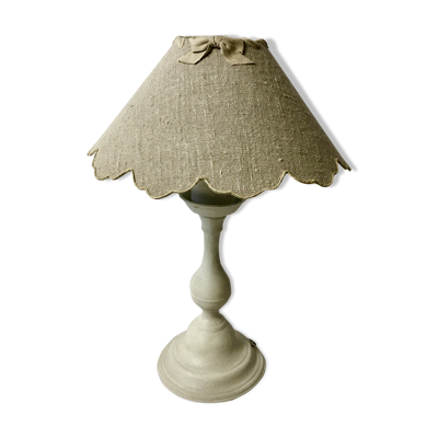 Lampe bougeoir patine gris clair shabby chic