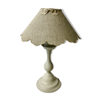 Shabby chic light gray patina candlestick lamp