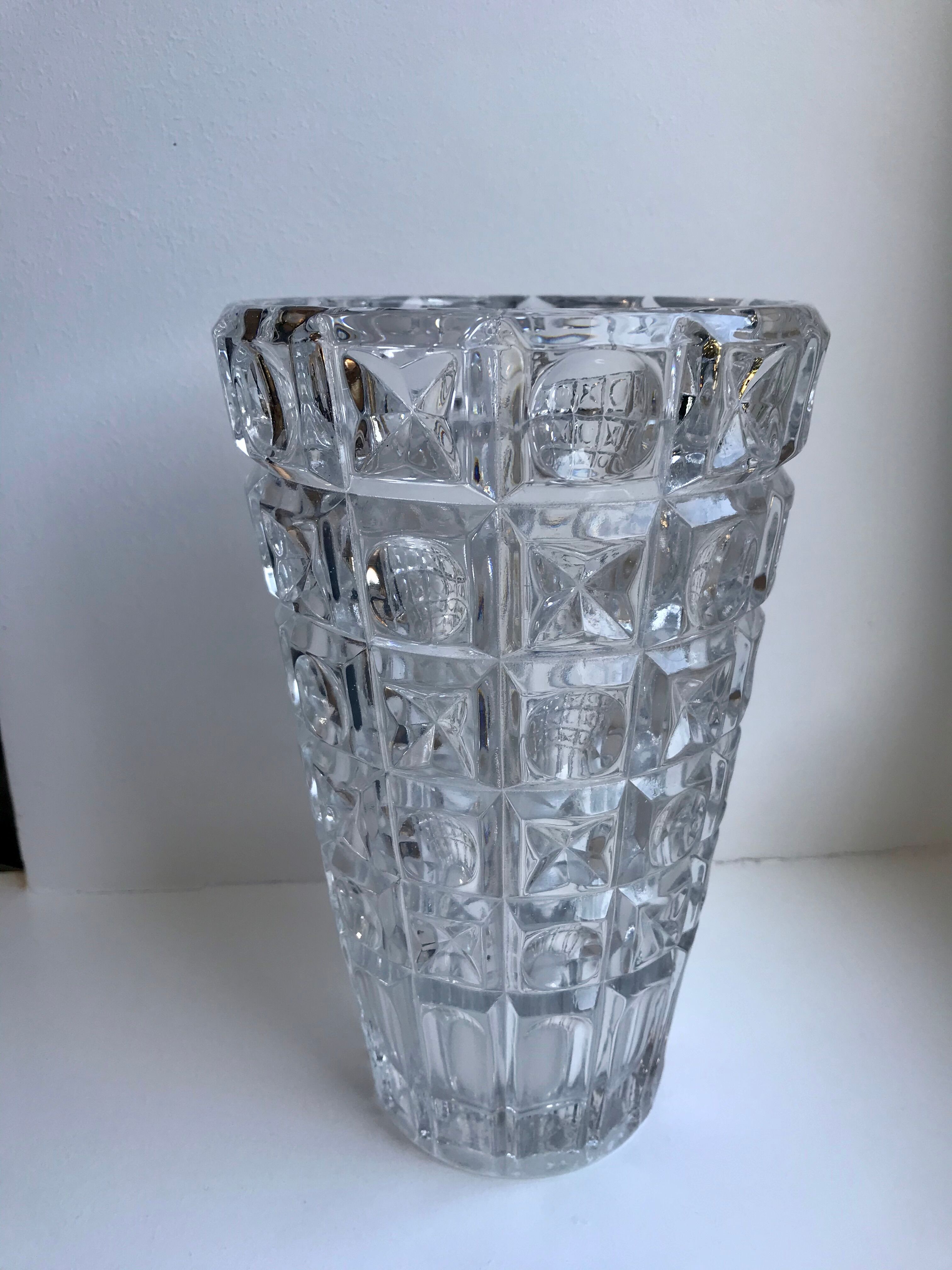 Crystal vase art deco style 60s