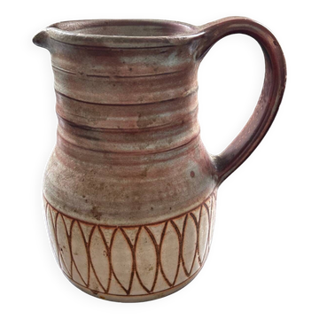 Signed stoneware pitcher