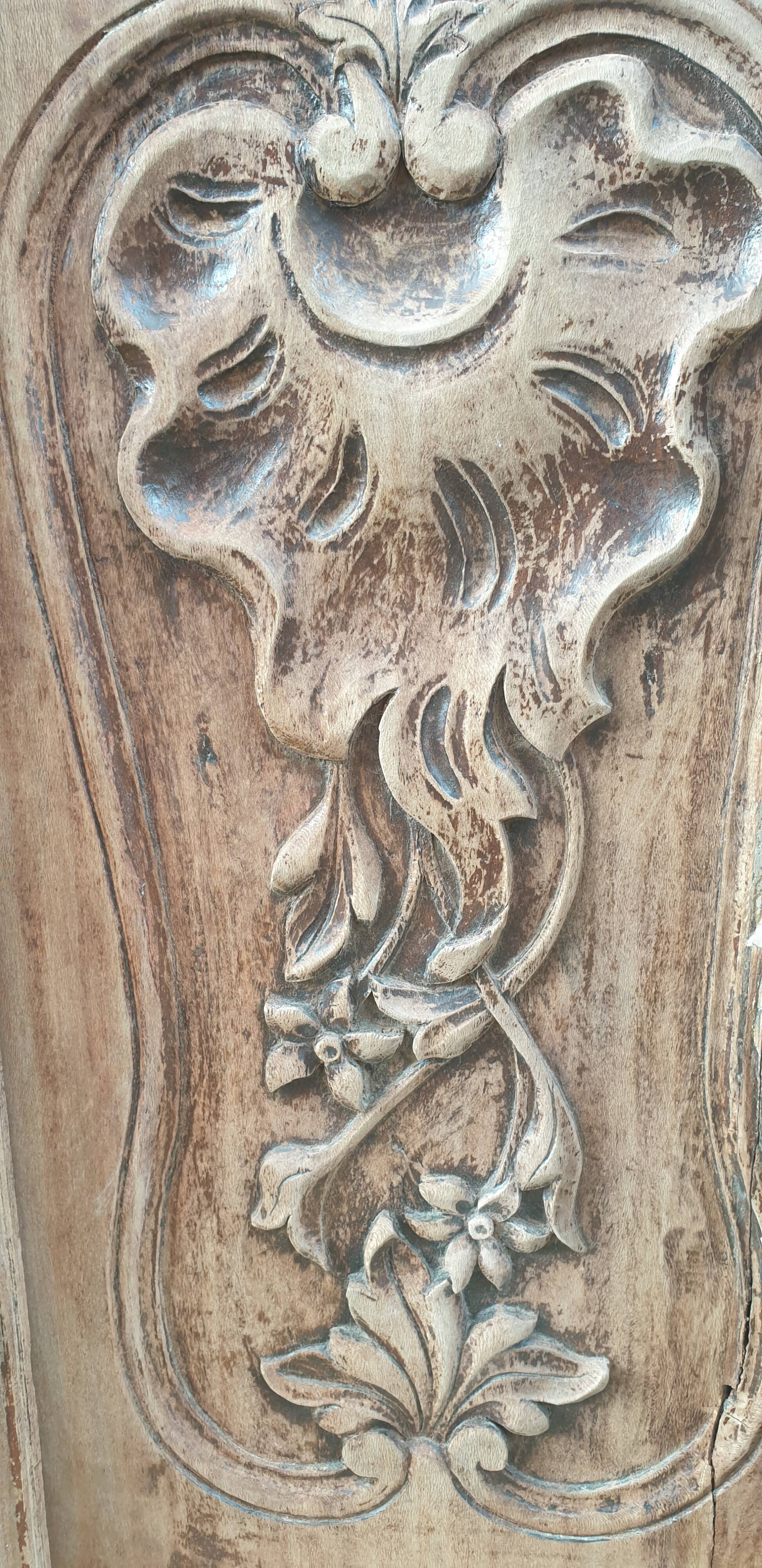 Provencal furniture in finely carved light walnut with wrought ironwork