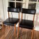 Set of 2 Scandinavian chairs, black leatherette, vintage