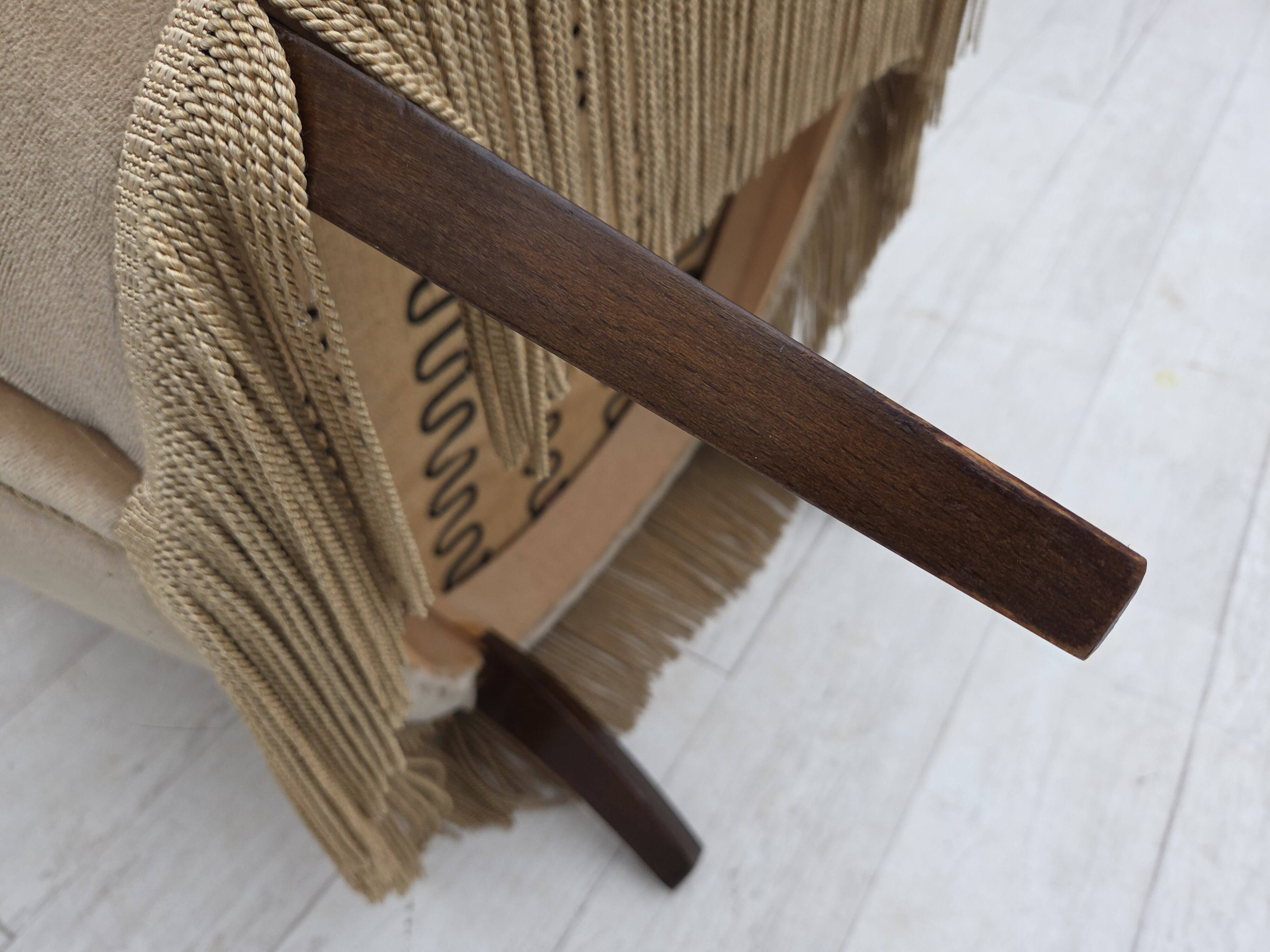 1960s, Danish armchair in green/brown furniture velour, original condition.