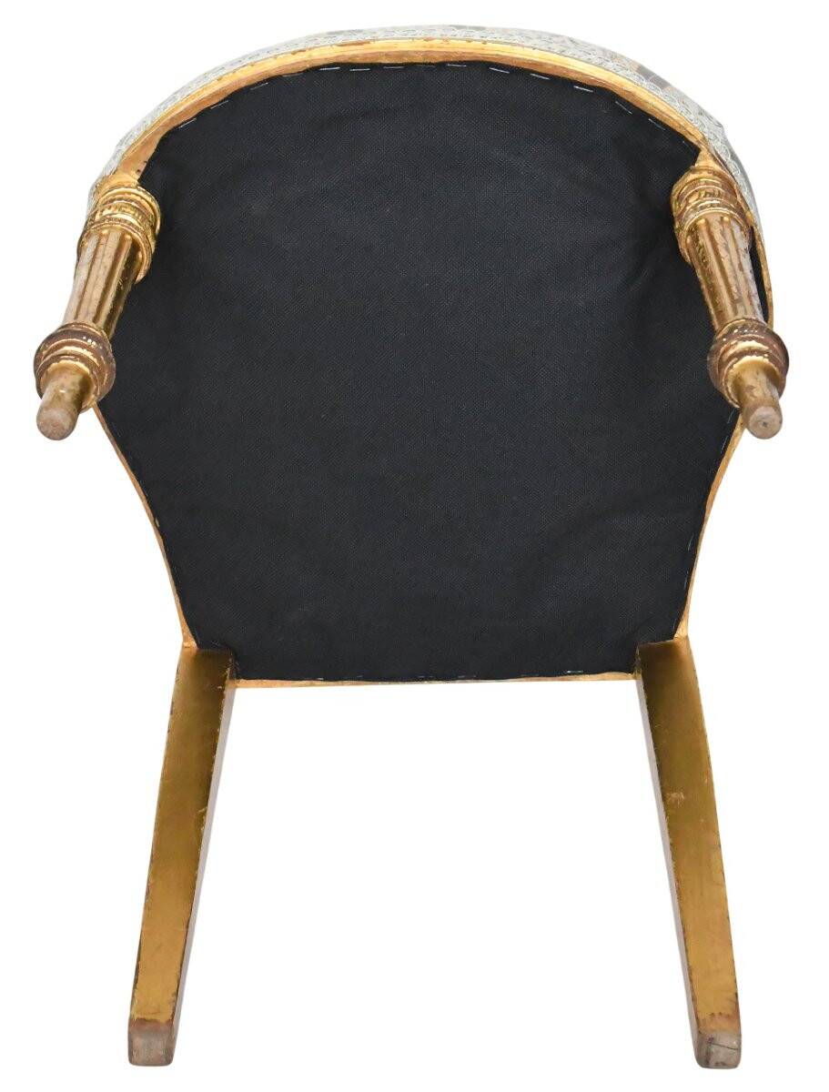 Pair of Louis XVI style chairs in gilded wood.