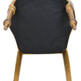 Pair of Louis XVI style chairs in gilded wood.