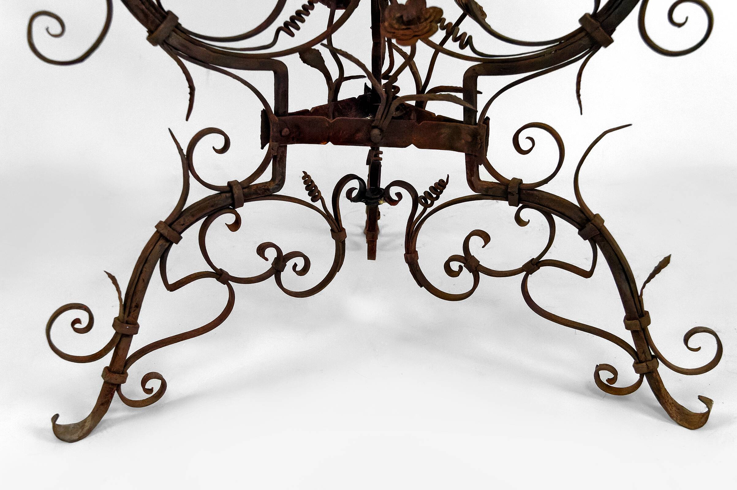 Wrought iron pedestal table and marble top, Venice, Italy, 17th century