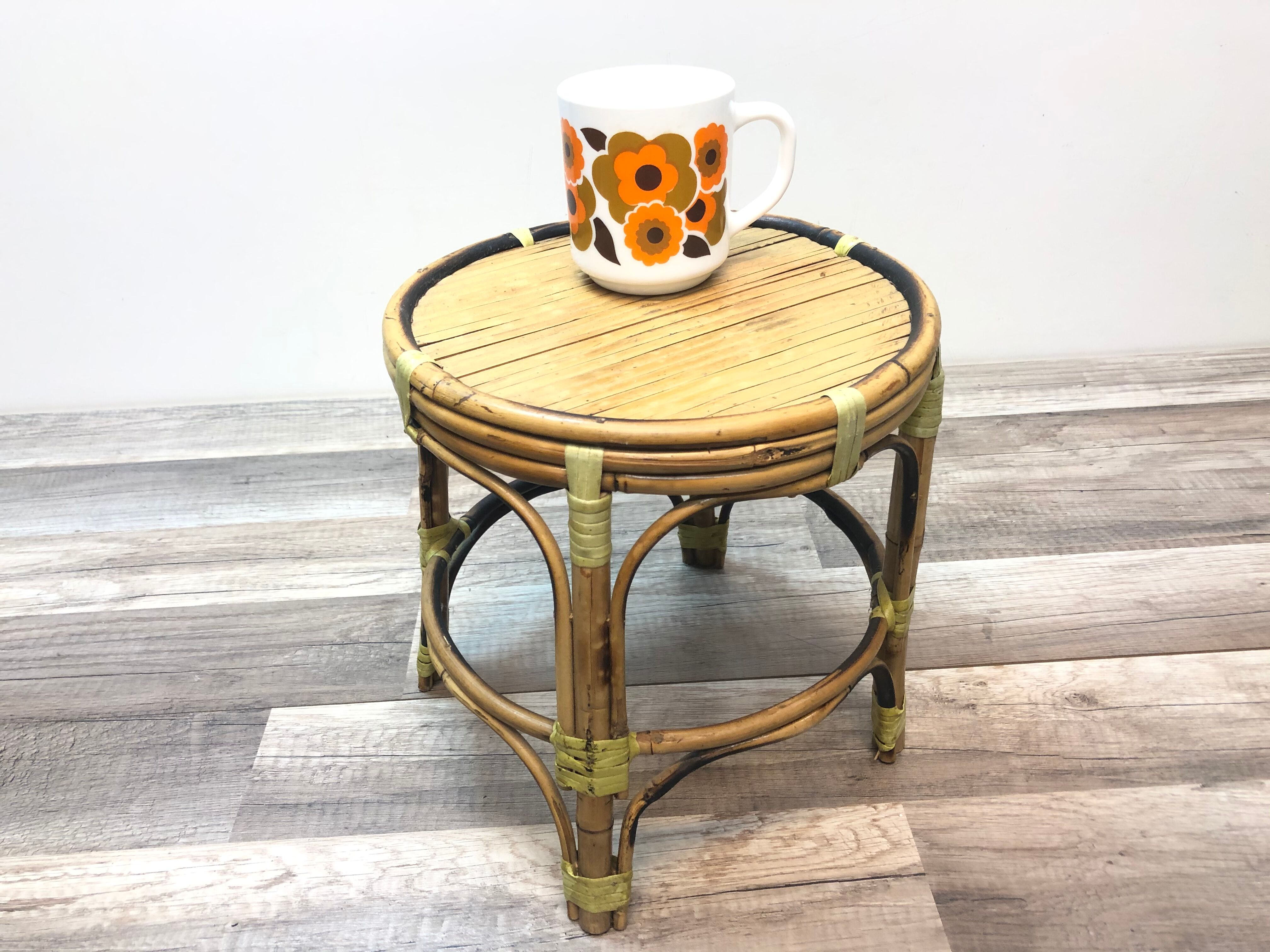 Mini table door door rotin bamboo vintage 70 crafts France