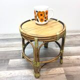 Mini table door door rotin bamboo vintage 70 crafts France