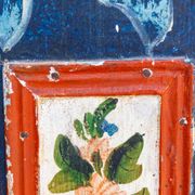 Antique hand-painted Baroque chest folk art cabinet dated solid wood Central Europe, 1865