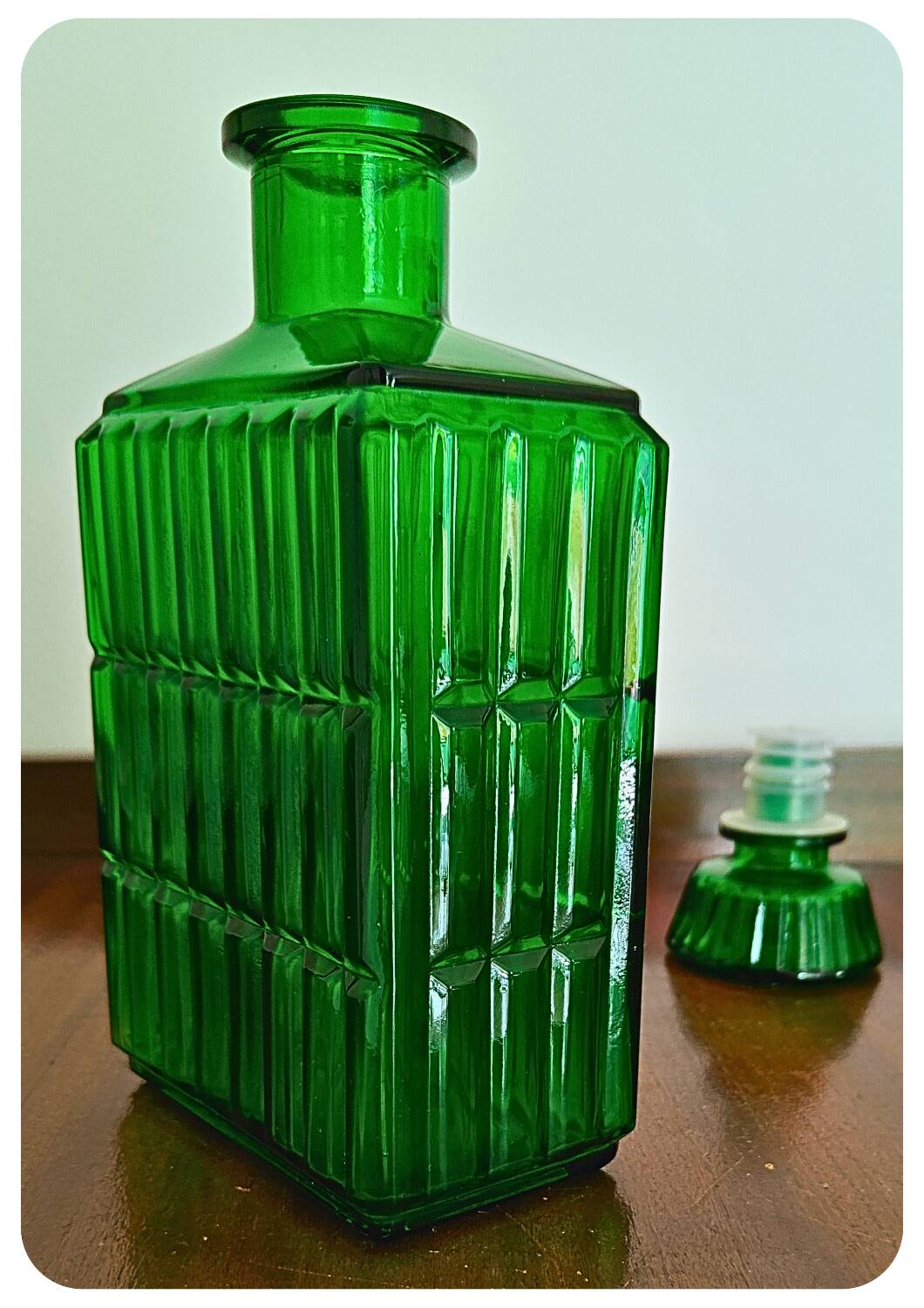 Midcentury Green Empoli Bottle with stopper