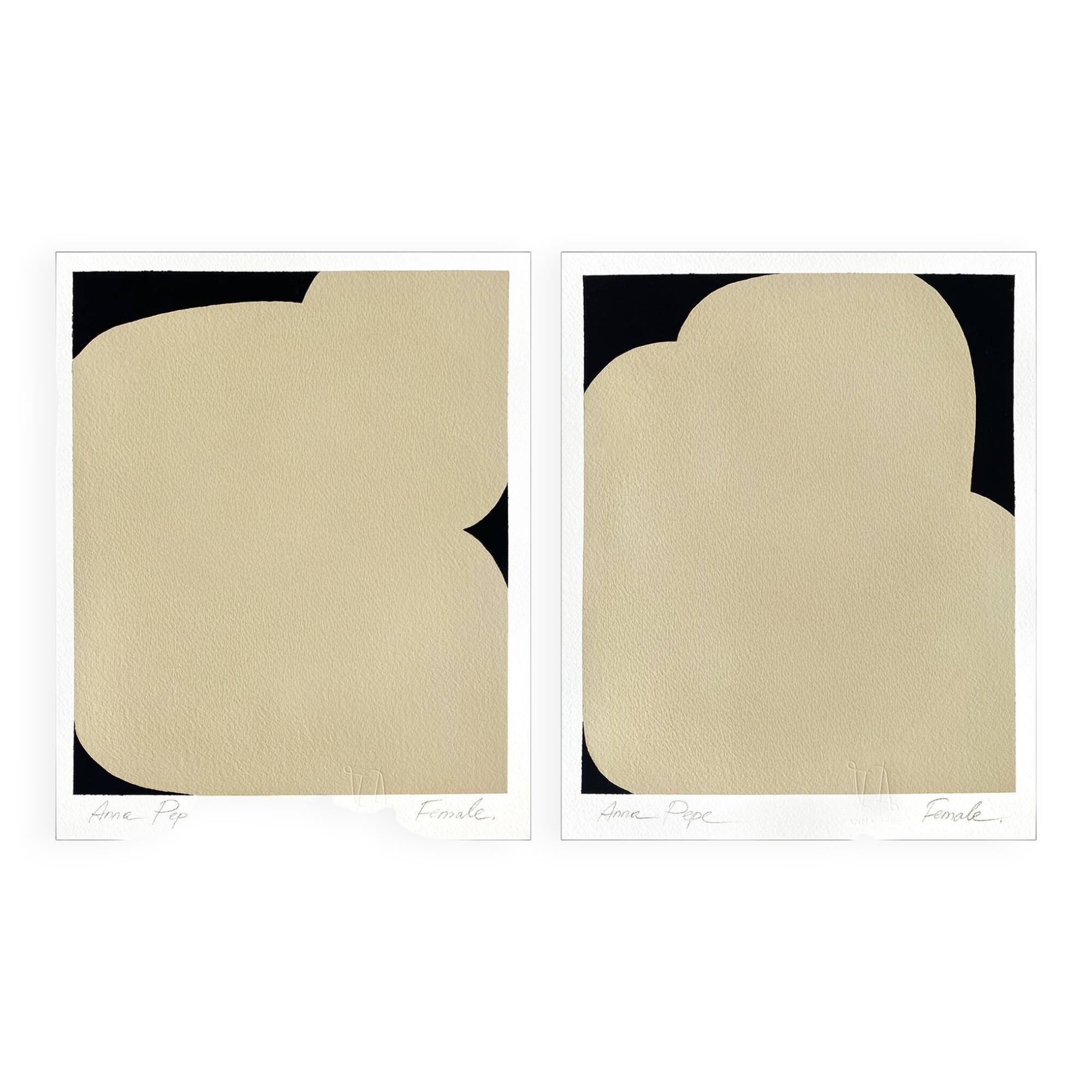 Peinture originale à la gouache abstraite, ensemble de 2