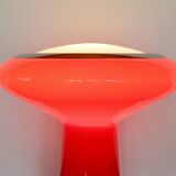 Glass table lamp in red and white glass by Hiemstra Evolux. Netherlands, 1960's