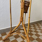 50s rattan plant stand floor lamp