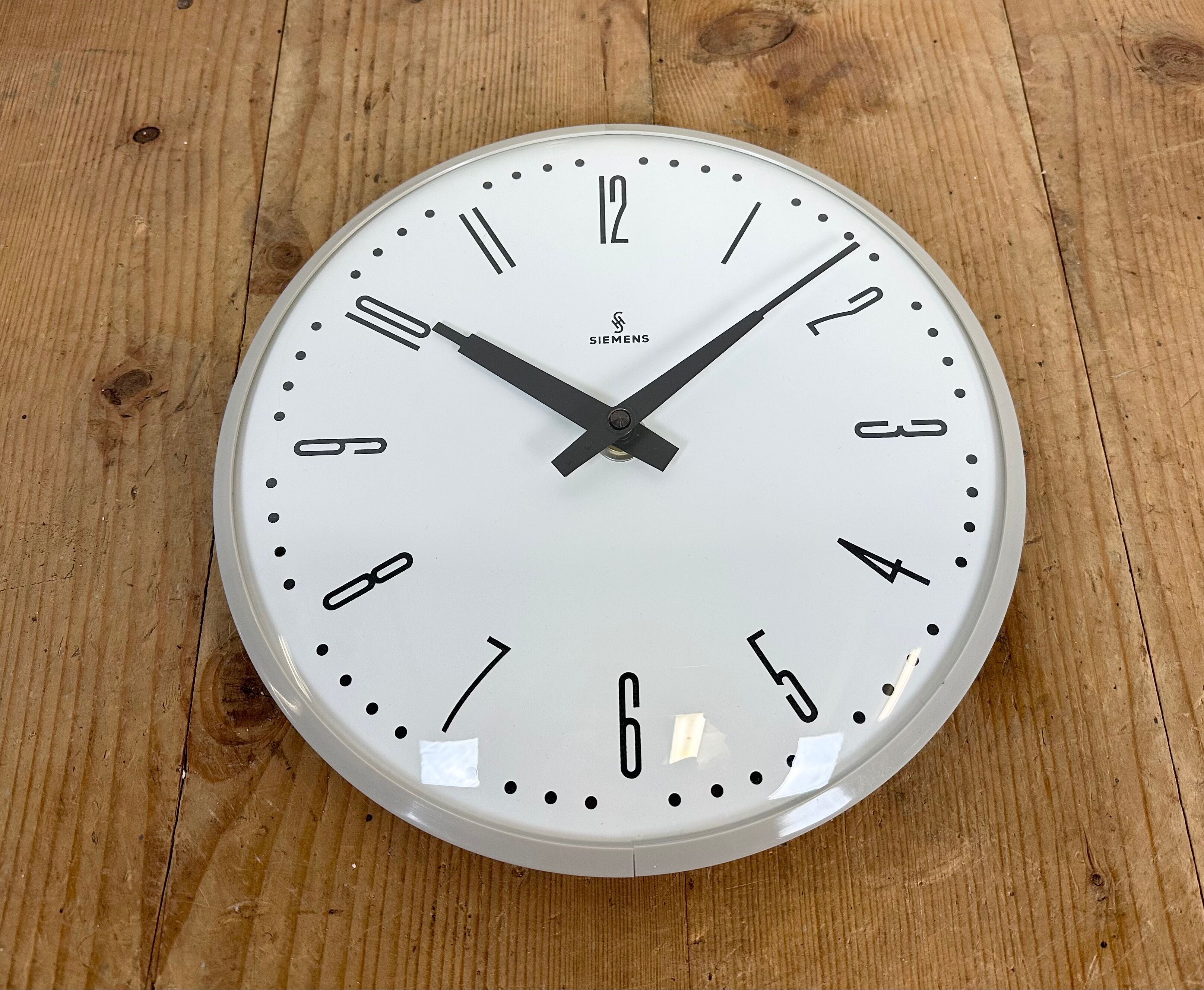 Grey Industrial Factory Wall Clock from Siemens, 1970s