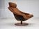 1980s, Swedish swivel armchair, nubuck leather, canvas, bent beech wood.