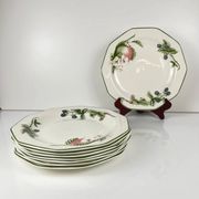 Set of 8 flat plates by Churchill, "Victorian Orchard" model, Staffordshire, England.