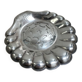Shell butter dish in silver metal