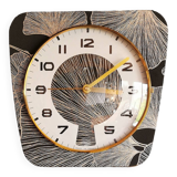 Vintage silent wall pendulum clock 60s trapeze "Gingko black gold"