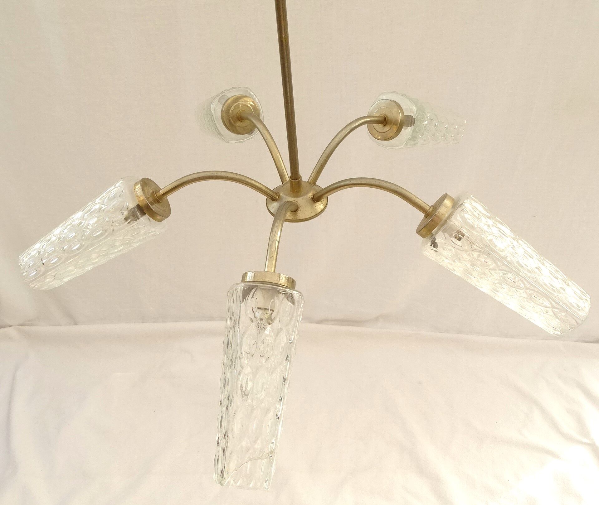 Transparent glass chandelier conical shape painted metal stucture